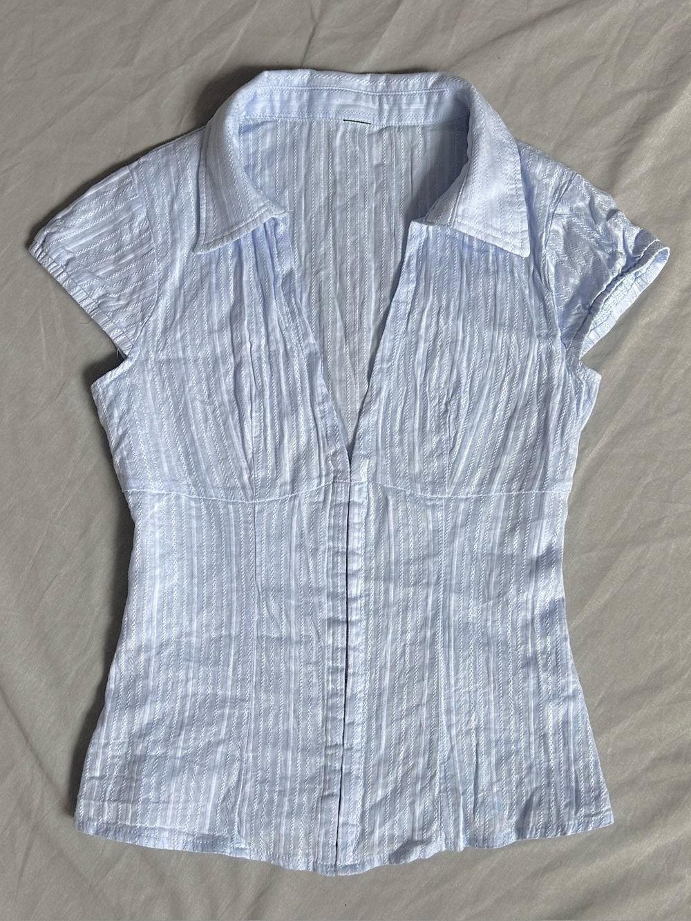 baby blue 100% cotton fitted blouse
